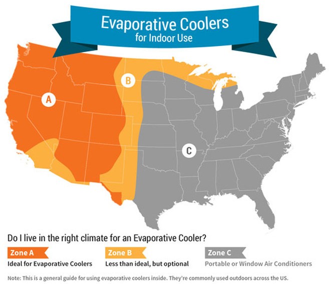 Evaporative Cooler Ideal Regions for Use