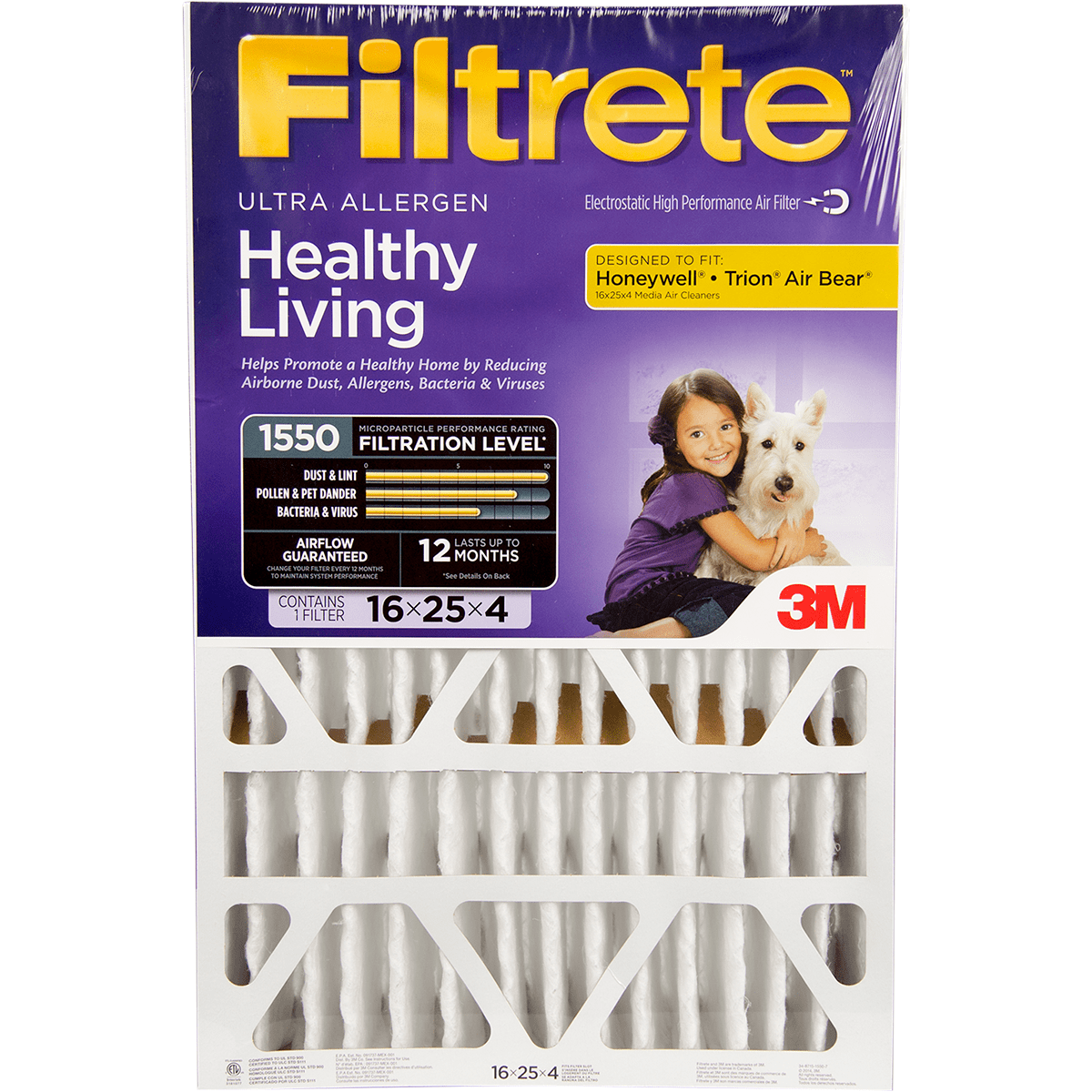 3m Filtrete Healthy Living 1550 Mpr 4-inch Ultra Allergen Reduction Filter
