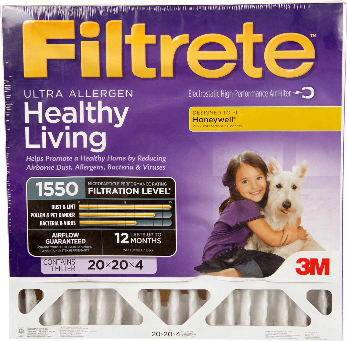 3m Filtrete Healthy Living 1550 Mpr 4-inch Ultra Allergen Reduction Filters 20x20x4