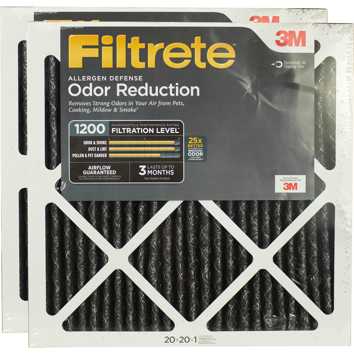 3m Filtrete 1200 Mpr Allergen Defense Odor Reduction Filters 20x20x1 2-pack