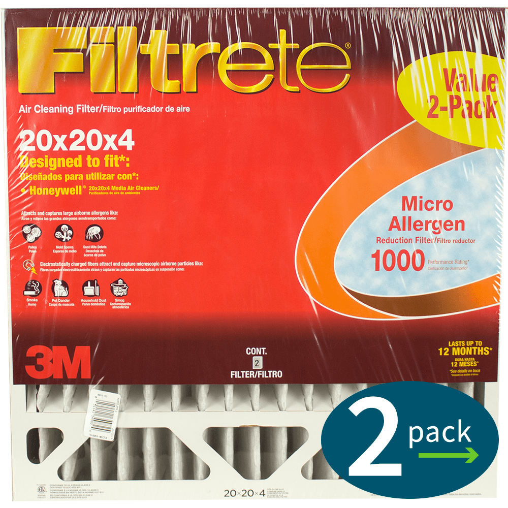 3m Filtrete 4-inch Micro Allergen Defense Mpr 1000 Air Filters 20x20x4 2-pack