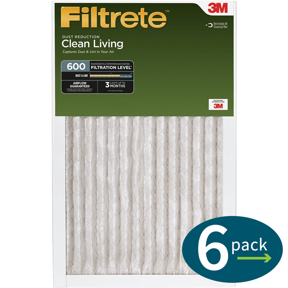 3m Filtrete Mpr 600 Clean Living Dust Reduction Air Filters, 1-inch 6-pack