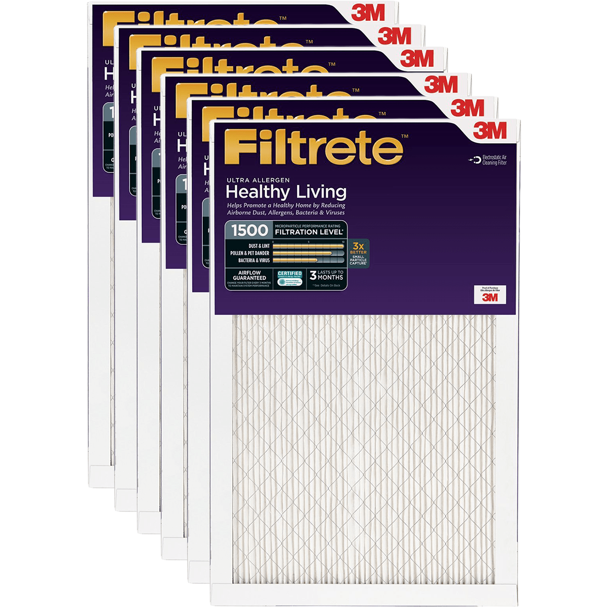 3m Filtrete Healthy Living 1500 Mpr Ultra Allergen Reduction Filters 16x20x1 6-pack