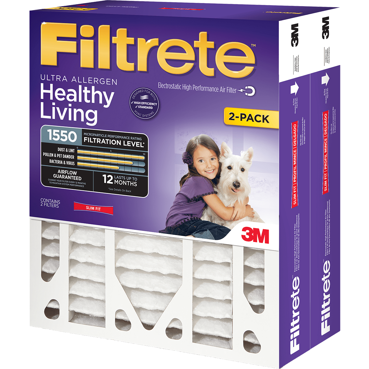 3m Filtrete Ultra Allergen Reduction Filter Slim Fit 20x25x4 2-pack