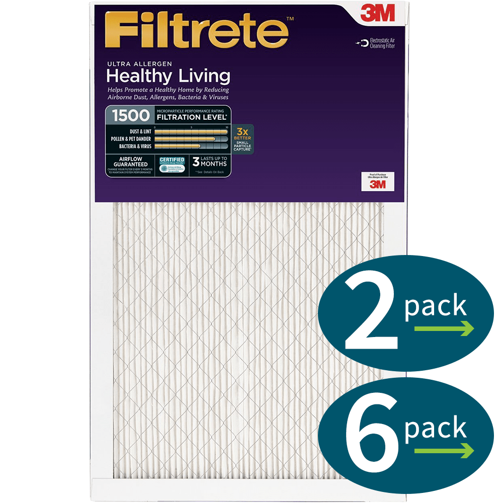 3m Filtrete Healthy Living 1500 Mpr Ultra Allergen Reduction Filters, 1 Inch