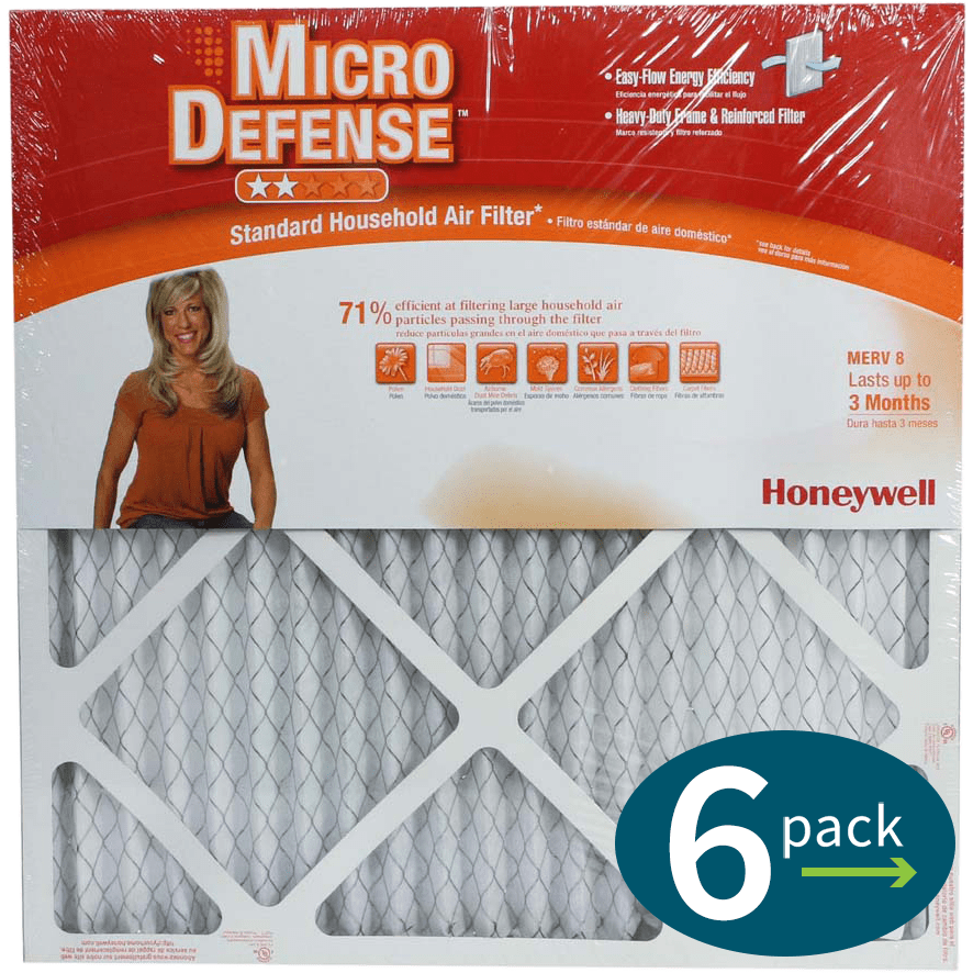 Honeywell 20x20x1 Merv-8 Standard 1-inch Air Cleaning Filter - 6-pack (cf108a2020)