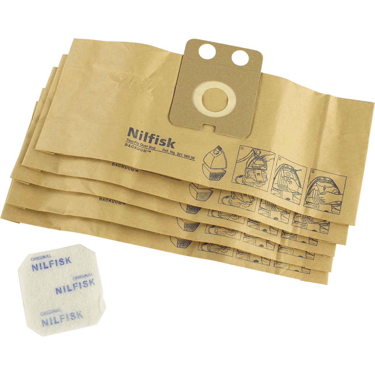 Nilfisk Back Vacuum Paper Vacuum Bags (qty: 5) (22198000)