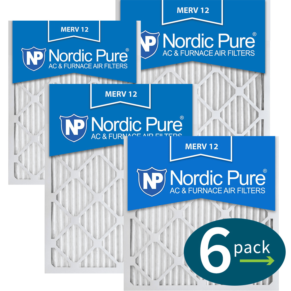 Nordic Pure Merv 12 1-in. Pleated Furnace Filters (6 Pack)