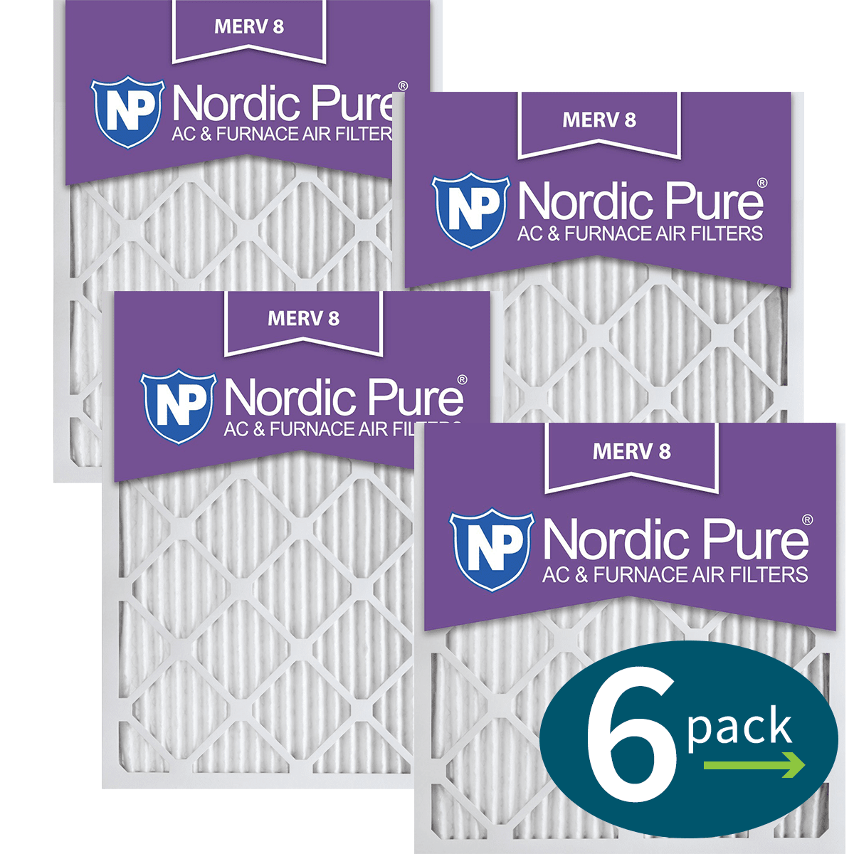 Nordic Pure Merv 8 1-in. Pleated Furnace Filters (6 Pack)